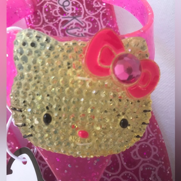 Hello Kitty by Sanrio Breanne Pink Sparkle Jelly Flip Flops Size 5 NIB - Picture 2 of 6